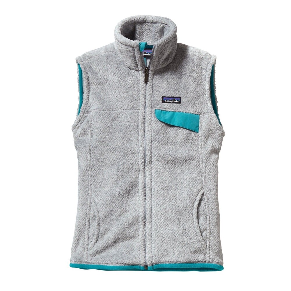Patagonia Vest Jacket Womens S Gray Fuzzy Fleece Pocket Outdoors